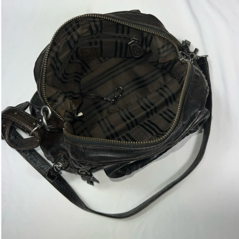 Vintage Frye Elaine Satchel Duffle Shoulder Italian Leather distressed HandBag - Picture 5 of 11
